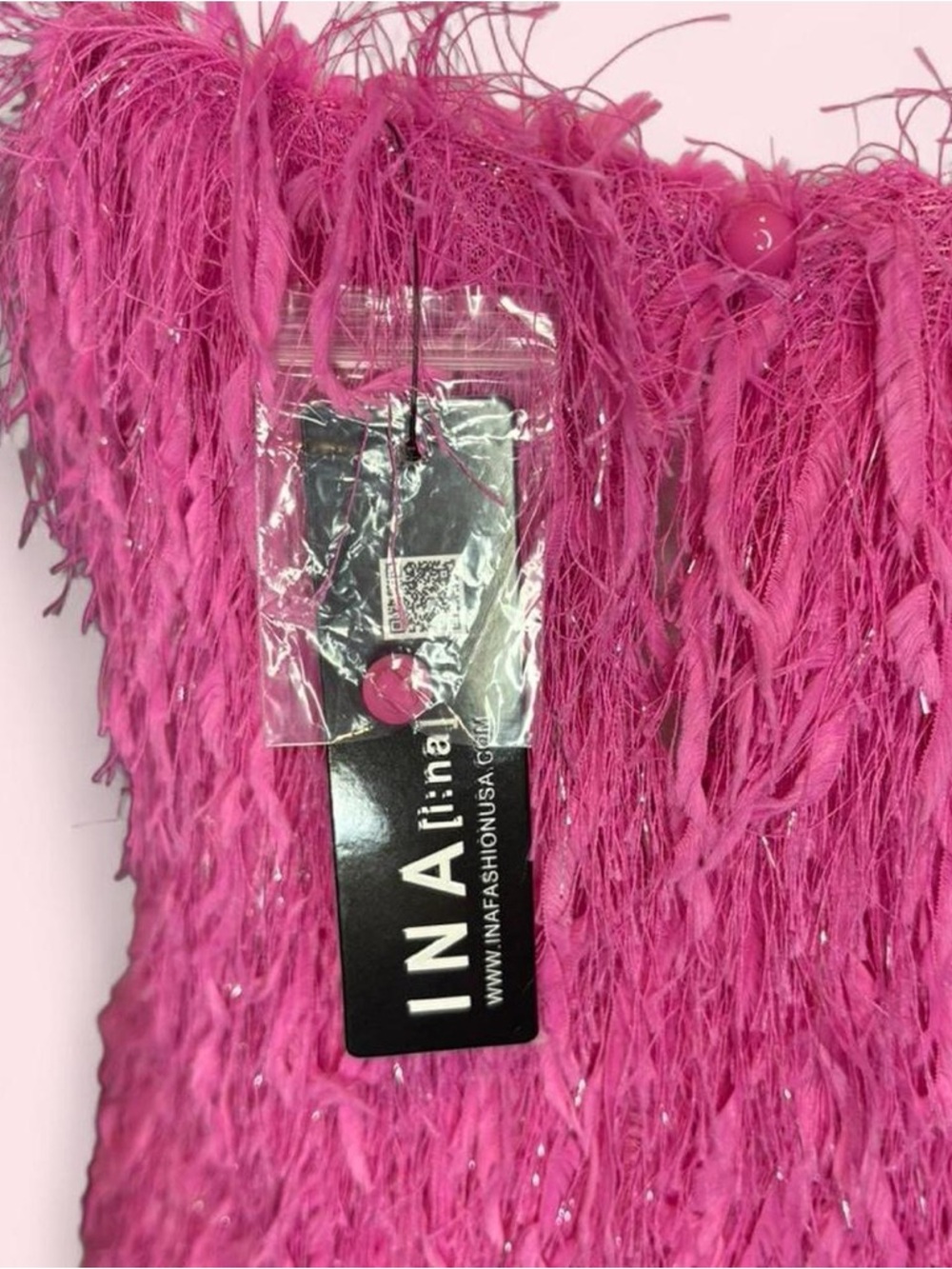 Hot Pink Feathered Mini Dress - Picture 5 of 6